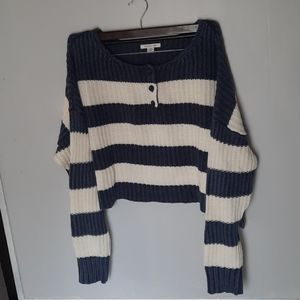 American Eagle stripped cropped button sweater